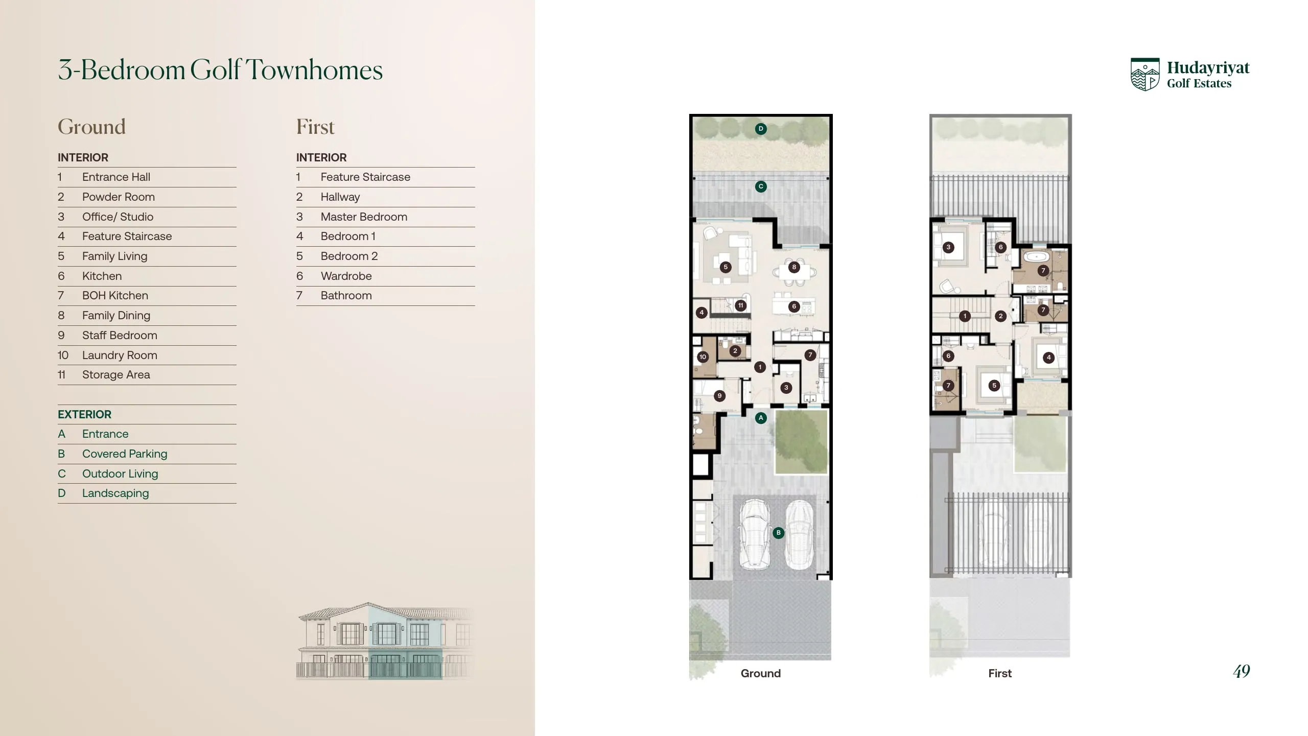 3-Bedroom Golf Townhomes floor plan